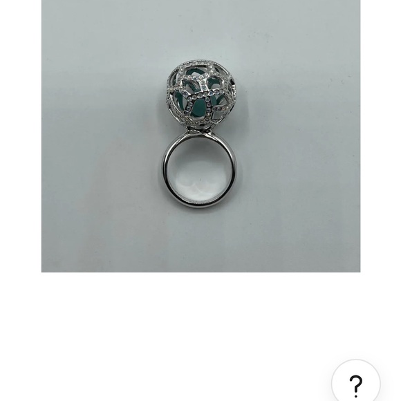 NWOT Swarovski Rhodium Silver Crystal Mesh Ball Ring w/Jade Ball Inside w/Box - Picture 3 of 6